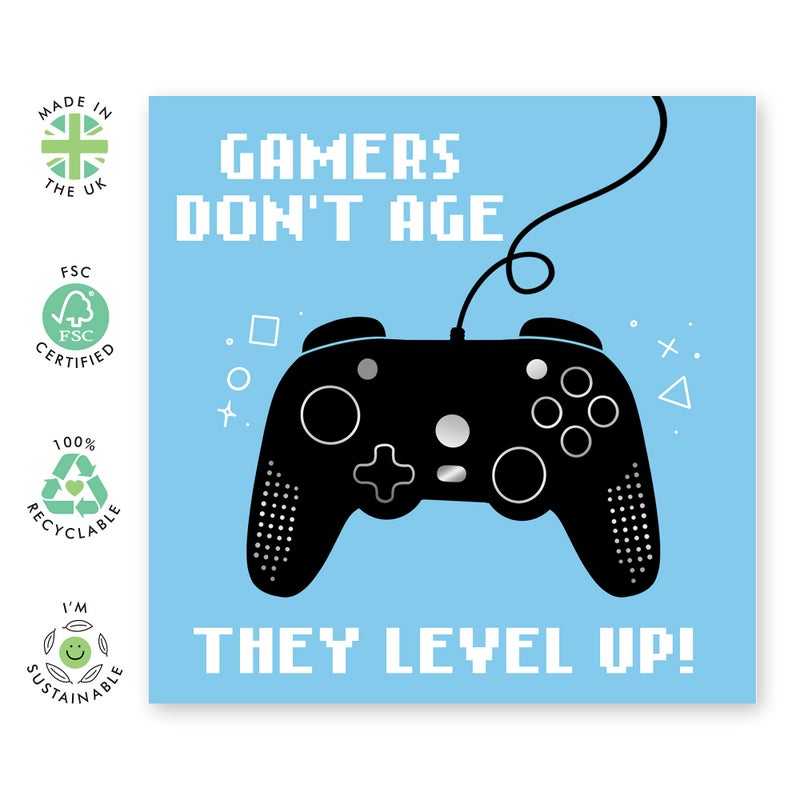 CENTRAL 23 - Fun 'Gamers Don't Age' Birthday Card for Him - Gamers Birthday Card - Comes with Fun Stickers - Image 2